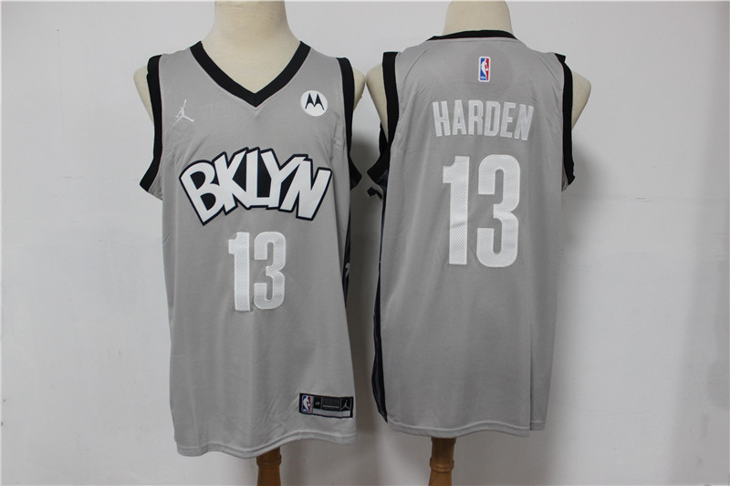 2021 Men Brooklyn Nets 13 Harden grey Home Stitched NBA Jersey